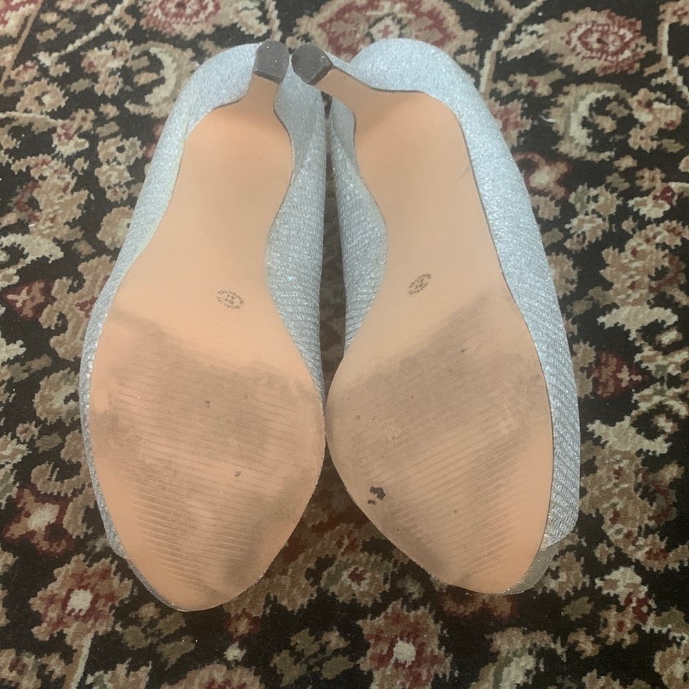 Worthington Silver Glitter Peep-Toe Heels - Picture 6 of 10